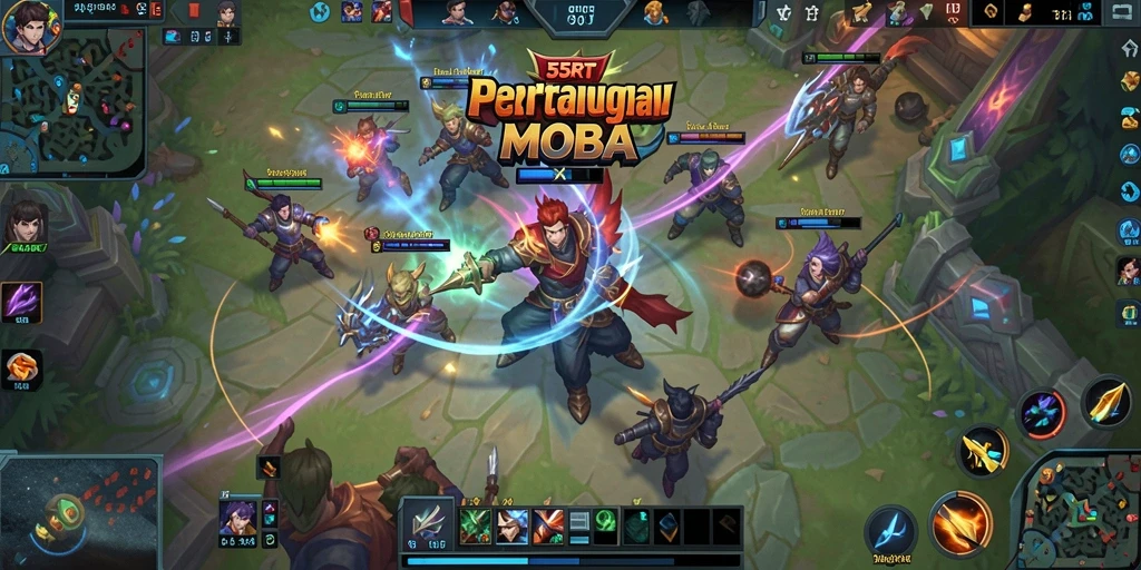 Tampilan gameplay MOBA yang seru dan menegangkan dari 55RT.