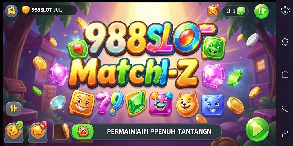 Tampilan gameplay 988SLOT dengan banyak item berwarna-warni.