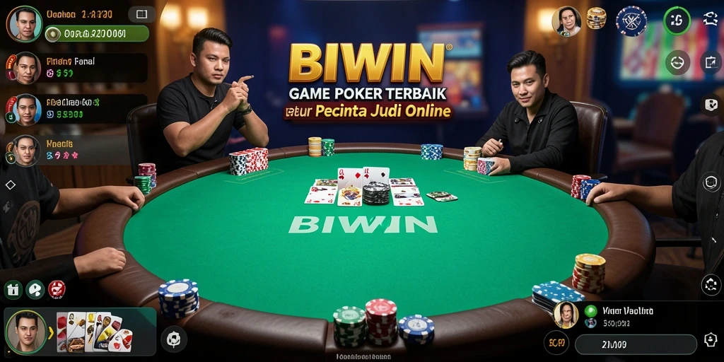 Screenshot gameplay BIWIN menunjukkan suasana poker yang menegangkan dan seru.