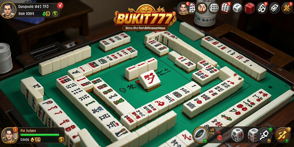 Screenshot menunjukkan gameplay Mahjong yang seru di BUKIT777.