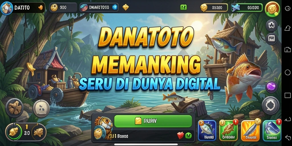 Tampilan gameplay DANATOTO dengan aksi memancing yang mendebarkan.