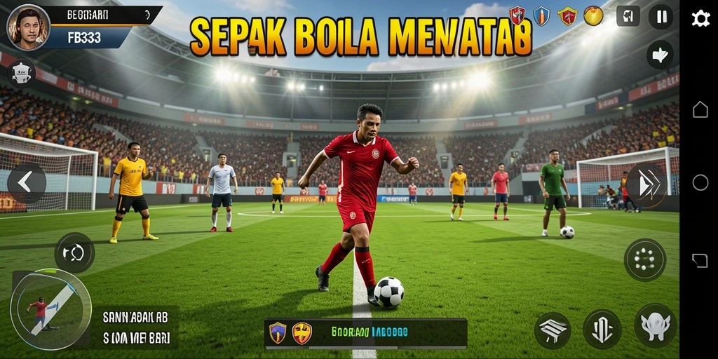 Gameplay seru FB333 yang menampilkan aksi sepak bola intens.