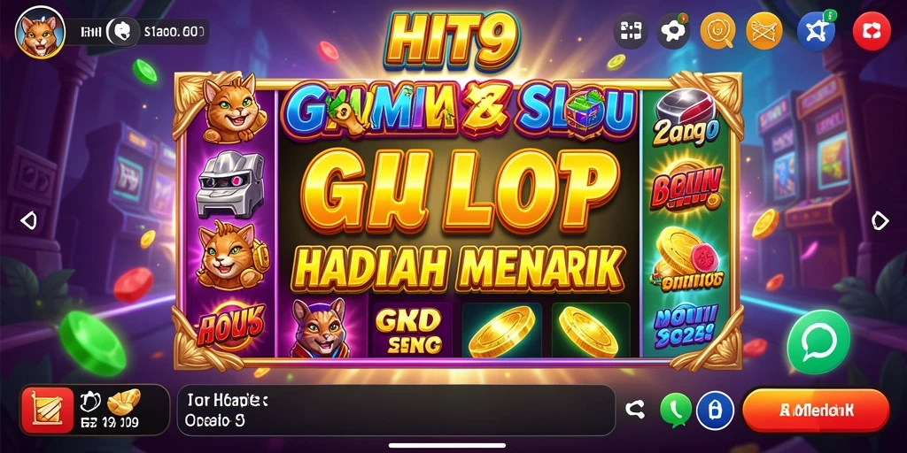 Tampilan gameplay HIT9 dengan gulungan slot yang berputar.