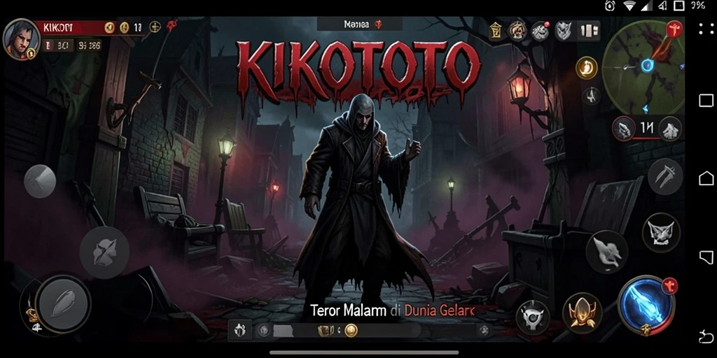 Screenshot menampilkan gameplay KIKOTOTO dengan suasana horor yang mencekam.