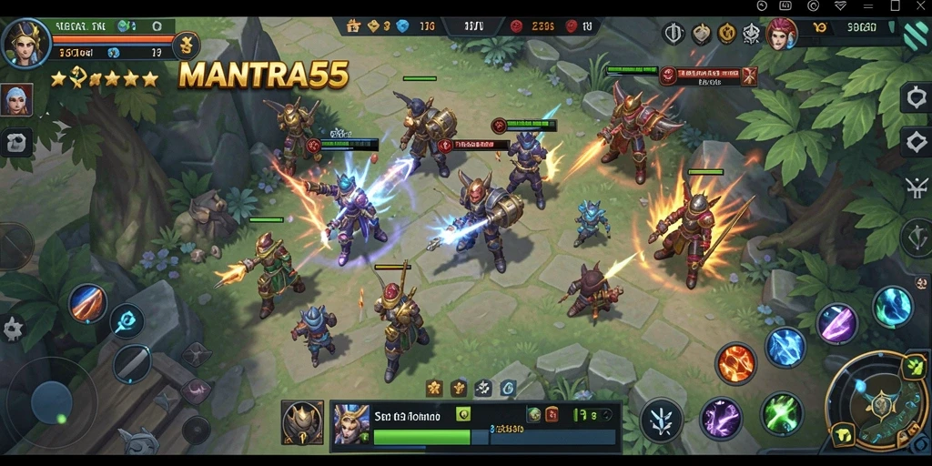 Gameplay intens dalam MANTRA55 yang menantang strategi pemain.